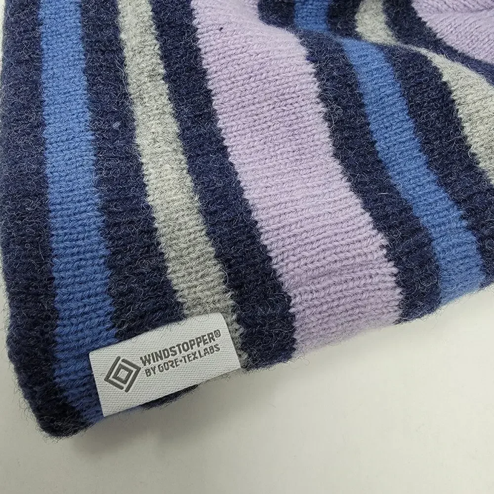 Outdoor Research Beanie Spitsbergen Windstopper Lambswool Knit Stripe Blue Gray